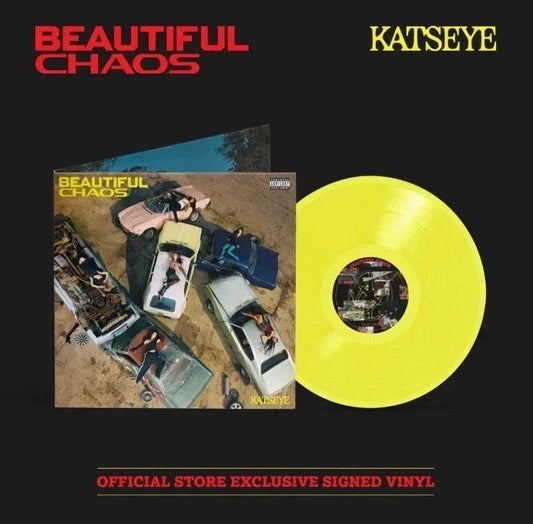 AUTOGRAPHED SIGNED Katseye Beautiful Chaos Store Exclusive Yellow Color Vinyl LP - Spin City Records