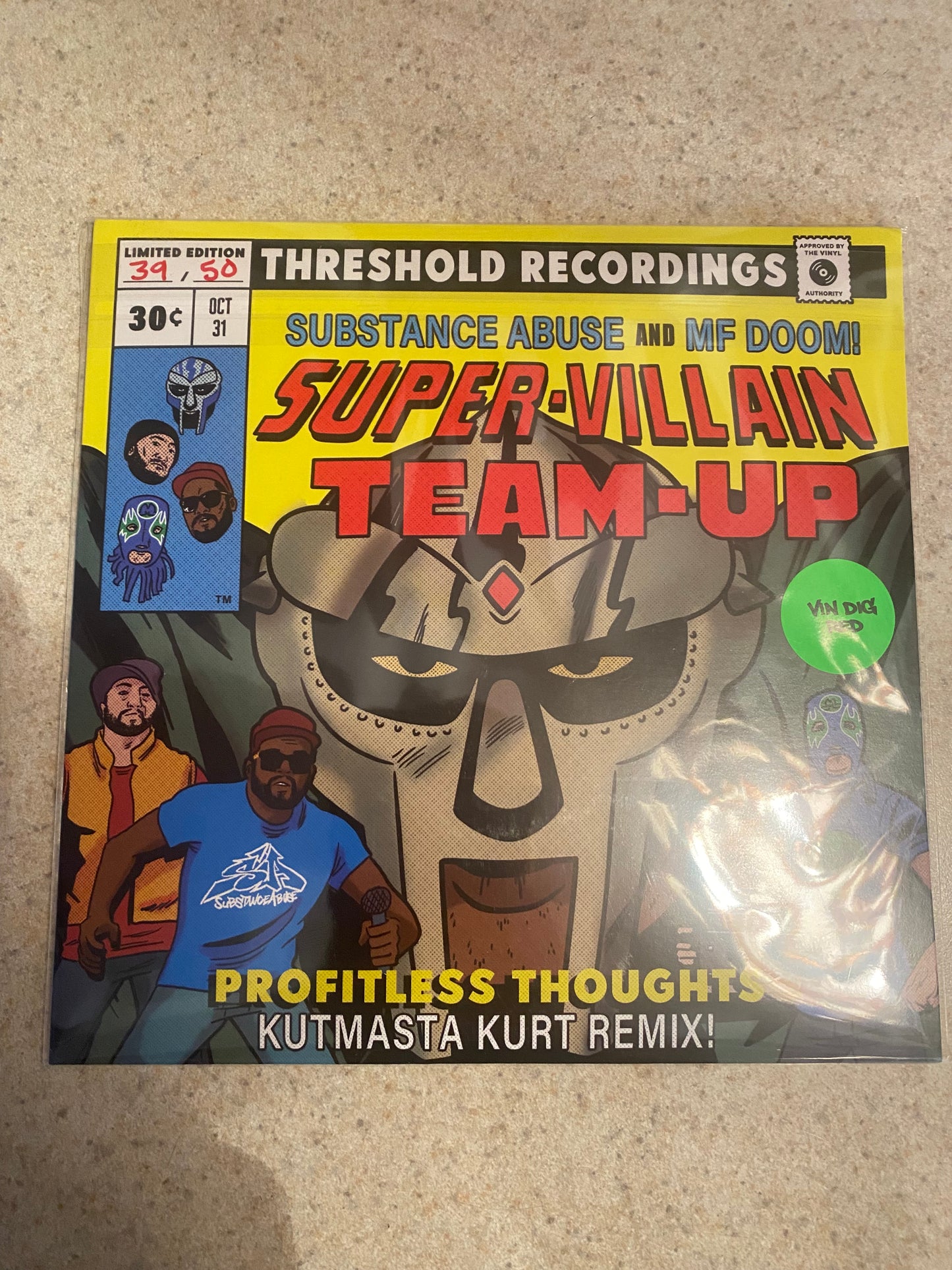 SUPER-VILLAIN TEAM UP VinDig Red 7" Vinyl 39/50 Substance Abuse And MF Doom