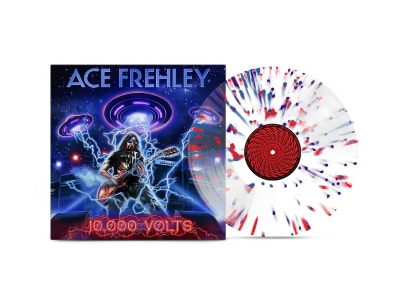 Ace Frehley - 10,000 Volts Tri Color Splatter AUTOGRAPHED Vinyl LE 500 - Spin City Records