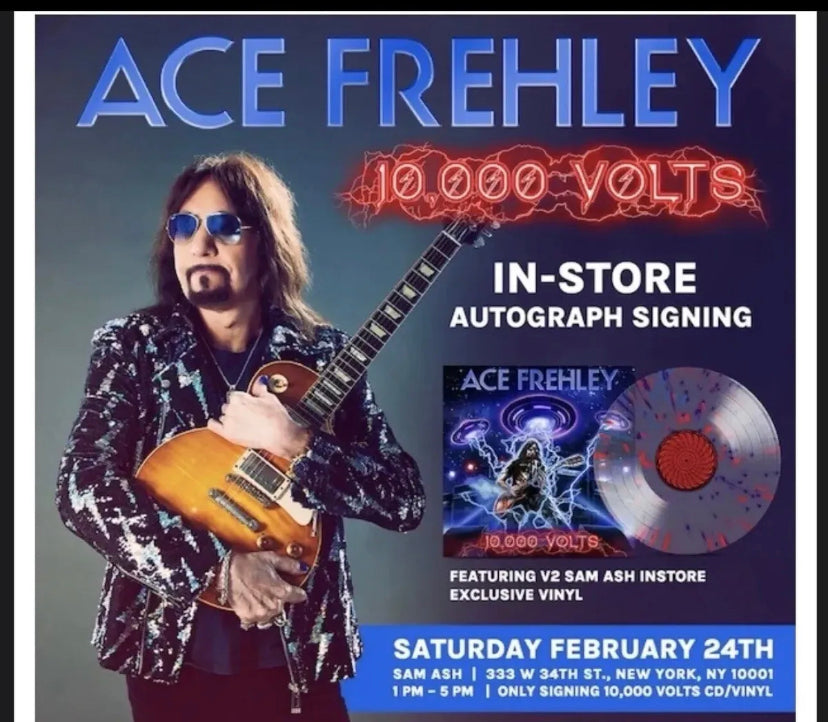 Ace Frehley - 10,000 Volts Tri Color Splatter AUTOGRAPHED Vinyl LE 500 - Spin City Records
