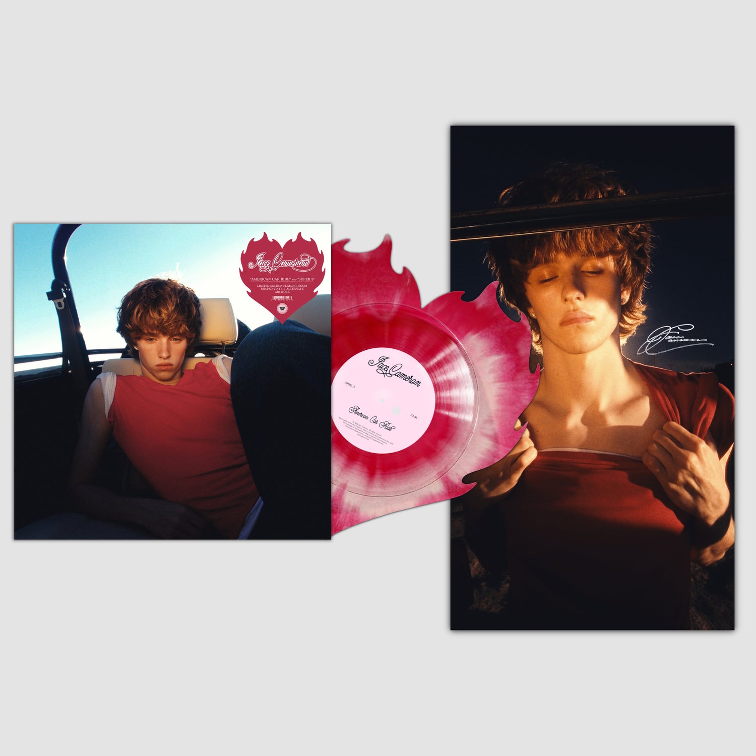 Jace Cameron VV Exclusive American Car Ride / Super 8 Flaming Heart Shaped Vinyl With Signed Poster Preorder - Spin City Records