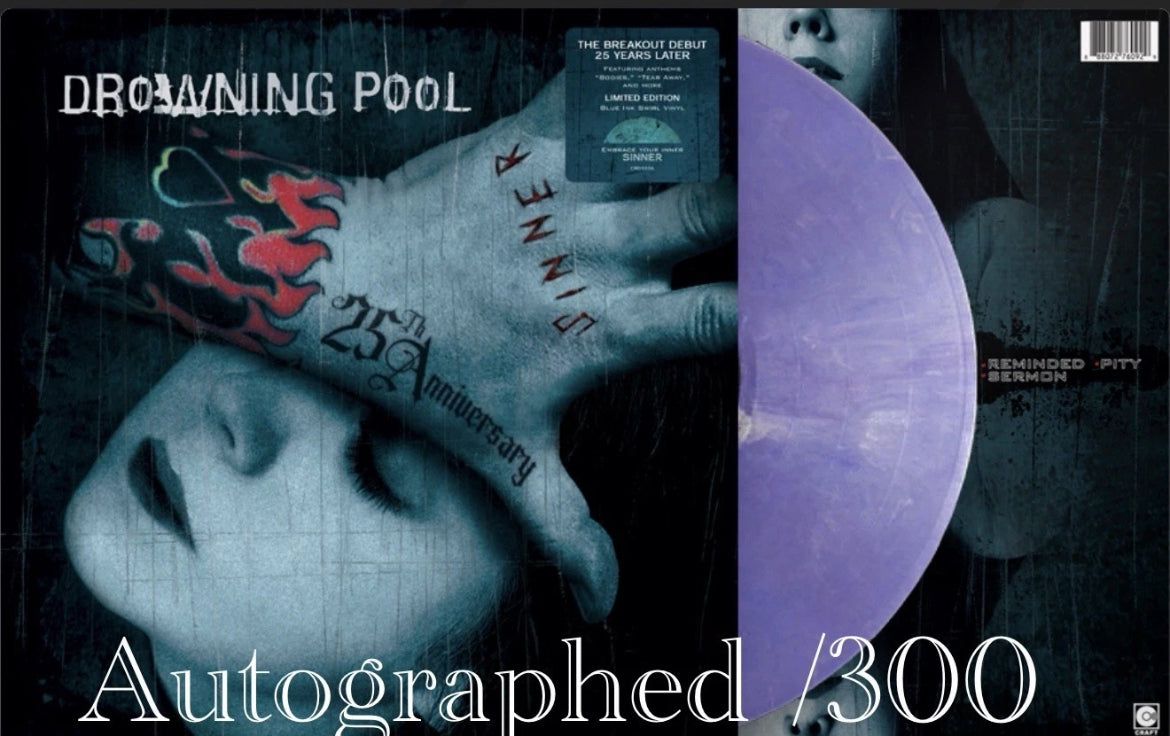 Drowning Pool Sinner 25th Anniversary Limited Signed Vinyl LE/300 Purple Smoke